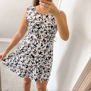 My Beloved Dress Daisy Sleeveless Floral Black White Zipper Back Swing Mini Tank